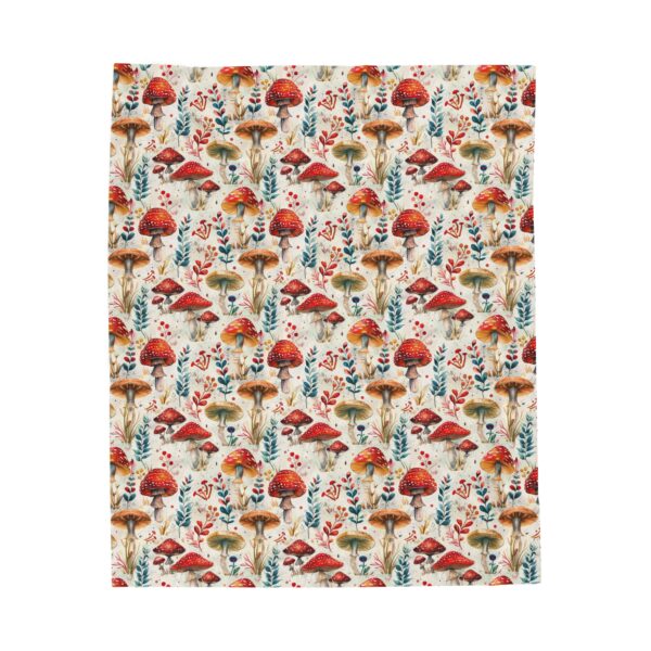 Plush Blanket - Boho Mushroom Teal and Orange Design